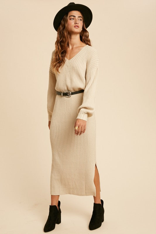 Isn't She Lovely Chunky Knit Sweater Midi Dress - Oatmeal Luxxhaven Isn't She Lovely Chunky Knit Sweater Midi Dress - Oatmeal Luxxhaven
