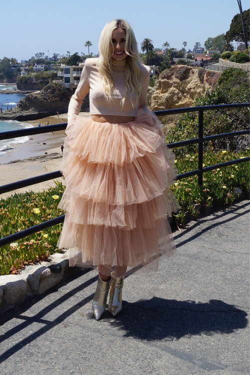 Affinity Found Full Tiered Tulle Maxi Skirt Blush Luxxhaven