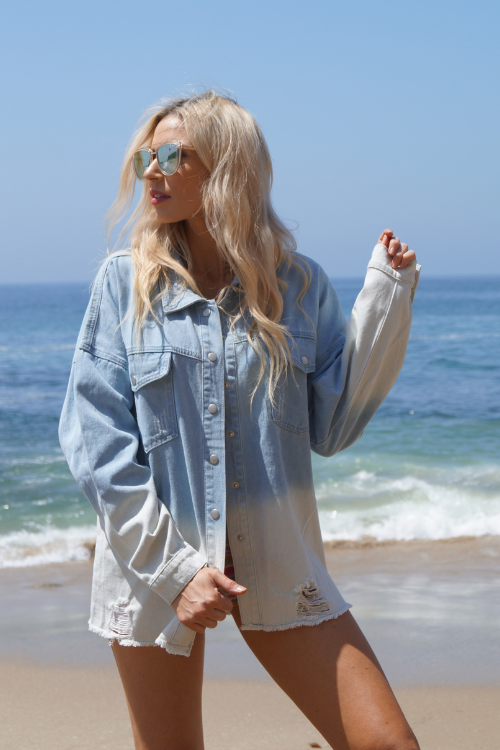 Sugar On Me Rock Roll Distressed Denim Jacket Black White