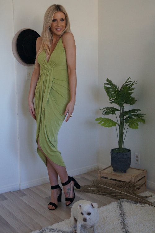 Kiwi In Paradise Midi Dress - Green L Kiwi In Paradise Midi Dress - Green L