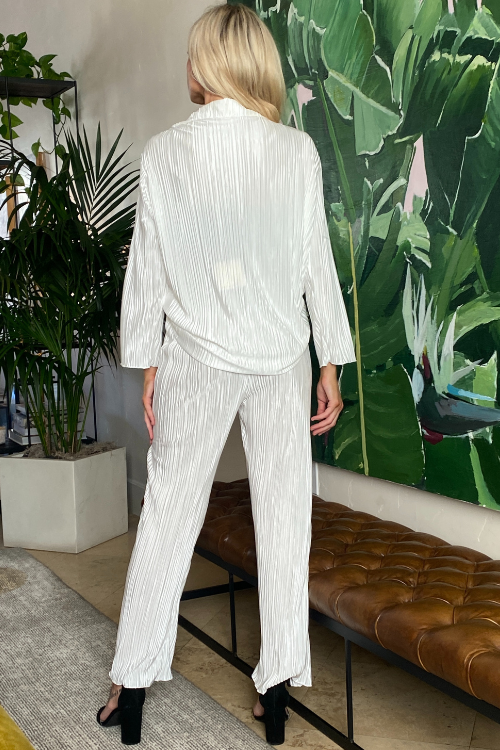 Enchanted Plisse Dress Pants- Ivory M Enchanted Plisse Dress Pants- Ivory M