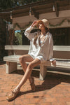 Lazy Sundays Long Sleeve Romper - White