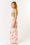 Meet Me In The Garden Contrast Corset Floral Dress - Pink & Green Preorder