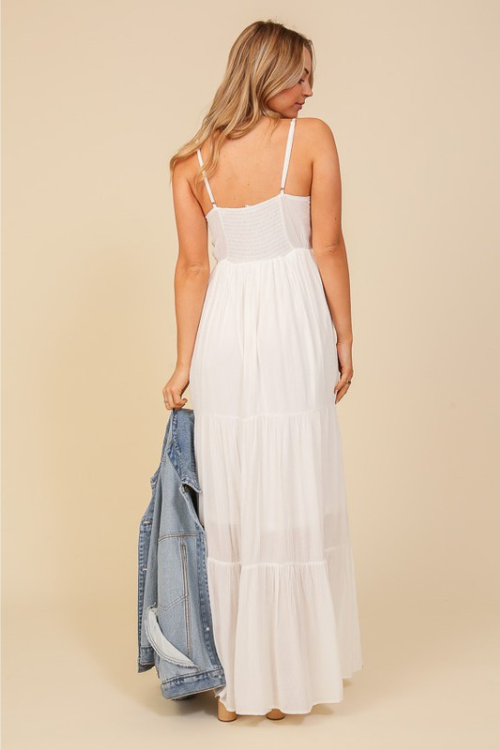 Boho Trails Lace Detail Maxi Dress - White