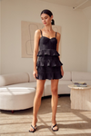Dancing Eve Tiered Lace Mini Dress - Black