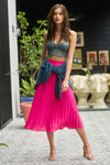 Luca Pleated Pink Maxi Skirt