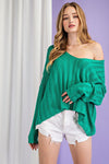 Allura Off Shoulder Sweater Top - Green