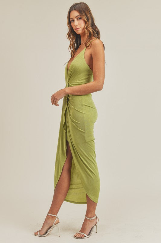 Kiwi In Paradise Midi Dress - Green L Kiwi In Paradise Midi Dress - Green L