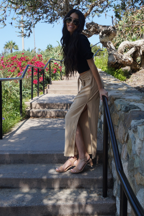 Downtown High Waisted Linen Pants - Beige