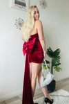 Once In A Lifetime Red Velvet Bow (removable bow)  Mini Dress