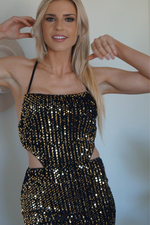 Kisses At Midnight Sequin Mini Dress - Gold