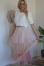 Blush Over Me Ombre Tiered Tulle Skirt