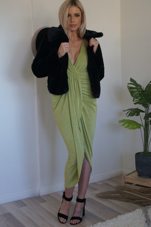 Kiwi In Paradise Midi Dress - Green L Kiwi In Paradise Midi Dress - Green L
