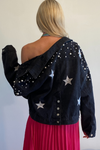 Stars & Pearls Distressed Denim Jacket