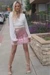 Alexandra Sequined Feather Skirt - Pink