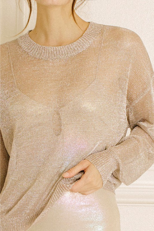 Sheer online metallic top